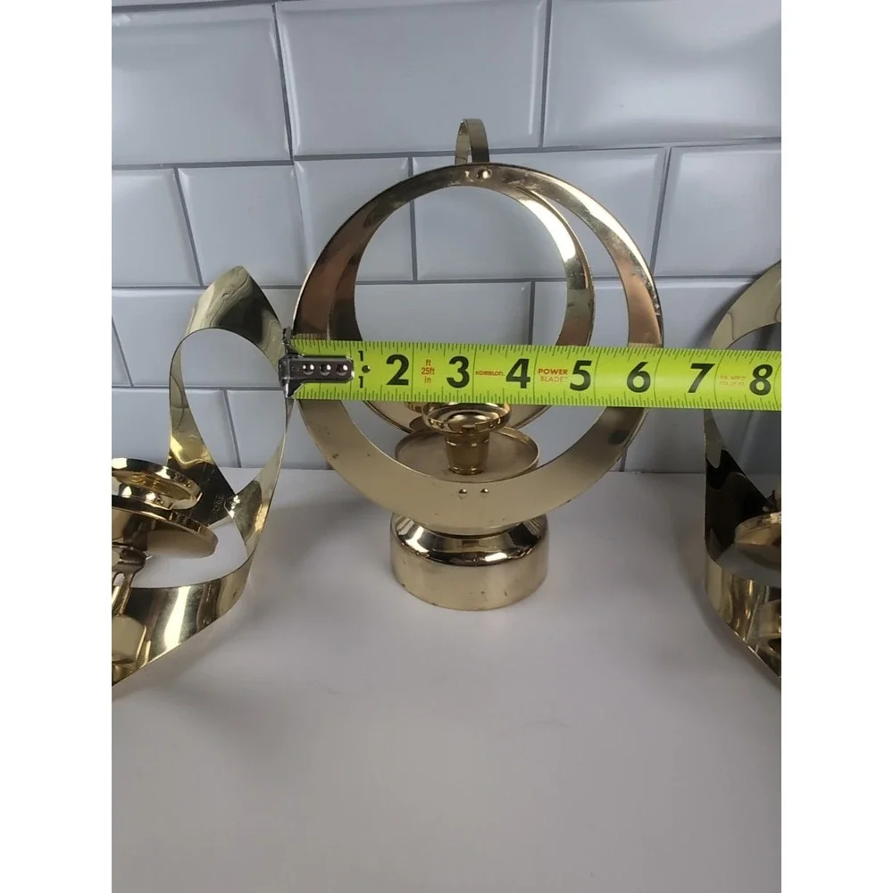 Vintage Mascot 3-piece Gold Tone Brass/Metal Wall Mount Sconces & Centerpiece